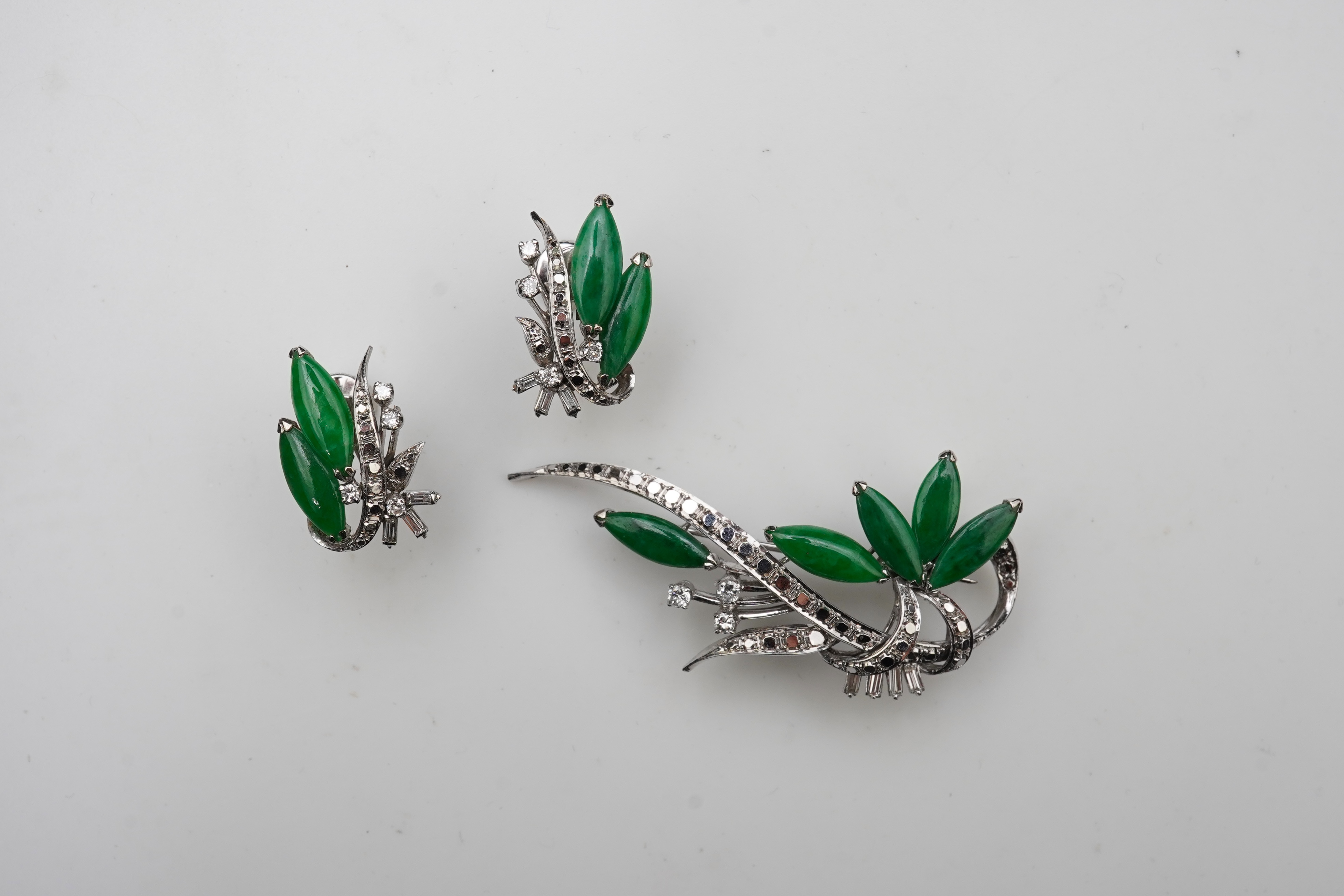 Chow Tai Fook, a jadeite and diamond demi-parure, 1960s